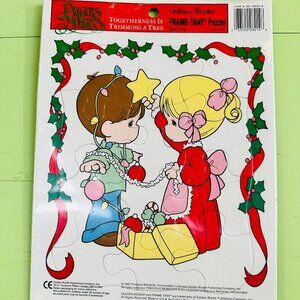 Vintage 90s Precious Moments Christmas Puzzle Tray Framed Factory Sealed